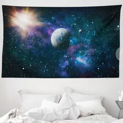 Produktbild von ABAKUHAUS Universum Wandteppich, Celestial Szene aus Weiches Mikrofaser Stoff Waschbar ohne Verblassen Digitaldruck, 230 x 140 cm, Mehrfarbig