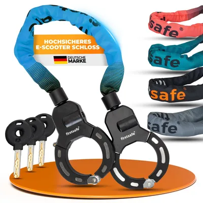 Produktbild von firstsafe® E Scooter Schloss & Handschellenschloss für E Roller – Hochsicherheits-Schloss für E-Scooter | Sicheres Lock, Wasserdicht (blau)