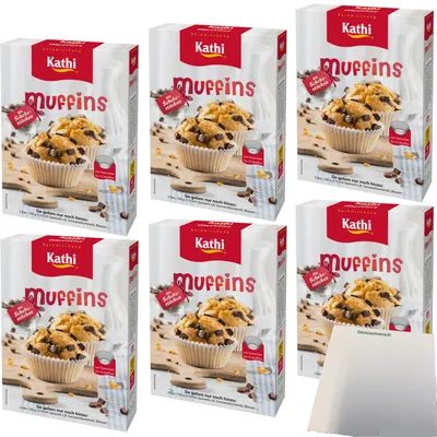 Produktbild von Kathi Backmischung für Muffins mit Schokoladenstückchen 6er Pack (6x360g Packung) + usy Block