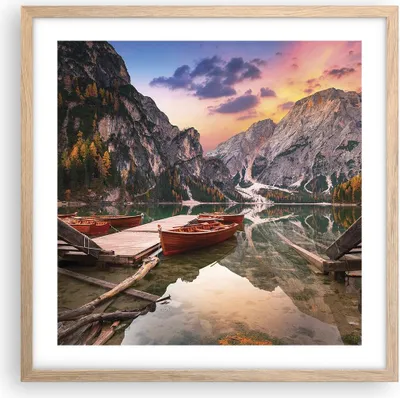 Produktbild von Gerahmtes Poster - Rahmen in heller Eiche - Boote Berge See - 50x50 cm - Wand Bild - Wanddeko - Wandbilder - Kunstposter - Wandposter - Bilderrahmen - Bilder - Kunstdruck - P2NAC50x50-4638