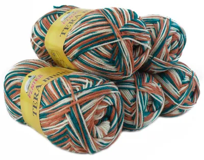 5 x 100g Strickgarn Häkelgarn TERA MULTI, Farbwahl - mehrfarbig bunt Farbverlauf