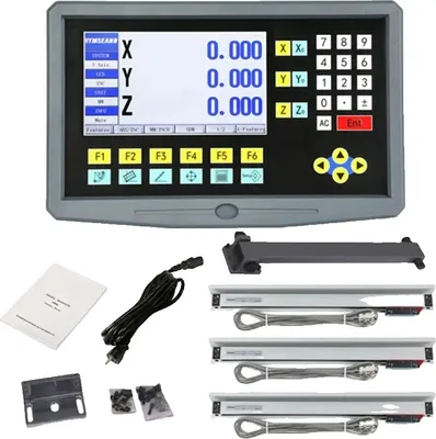 Imagen del producto de Torno fresador, pantalla LCD multilingüe, codificador lineal de alta precisión, juego completo de 0.005 mm