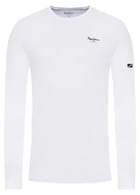 Image de Pepe Jeans - T-shirt pour homme, col rond, coupe ajustée, manches longues NA240 (S) (blanc)