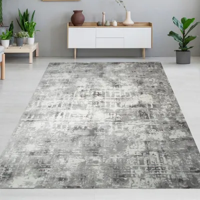 Image de Tapis design à motifs structurés Gris Beige Crème Taille - 120 x 170 cm