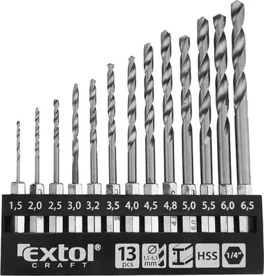 A set of drill bits in a black plastic holder.
