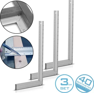 Produktbild von STAHLWERK Aluminium-Anschlagwinkel 3er Set 400 mm Schlosserwinkel | Flachwinkel