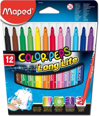 Produktbild von Maped Color’Peps Longlife Filzstifte, 12 Farben