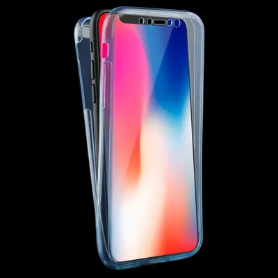 Imagen del producto de Funda de cristal para Apple iPhone X, color azul, con marco y protección total