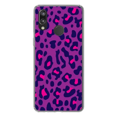 Produktbild von MuchoWow® Handyhülle Schutzhülle Hülle für Huawei P20 Lite (2020) Pantherdruck - Lila - Rosa Silikon Softcase Handy Hülle - Kartenhalter