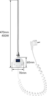Immagine prodotto di SONNI 400W Bianco portasciugamani elettrico Barra di controllo della temperatura Termostato tubo di riscaldamento intelligente Display LED Termostato portasciugamani