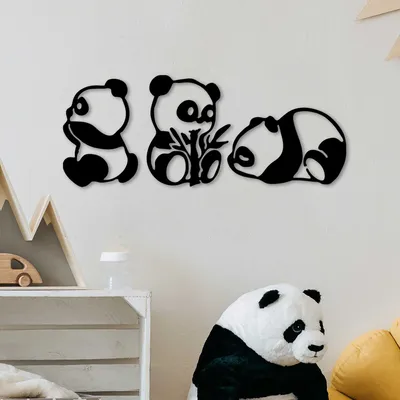 Productafbeelding van Wallity, Pandas - SKL2364, zwart, overige woonaccessoires, 18 x 26 cm, 100% metaal (dikte: 1 mm)