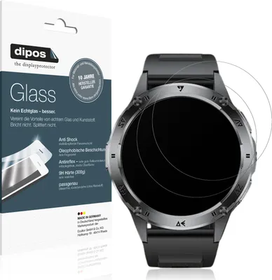 Produktbild von 2x Schutzfolie für FOXBOX EF6 1.43 Zoll matt - Anti-Shock 9H Folie dipos Glass Kunststoffglas