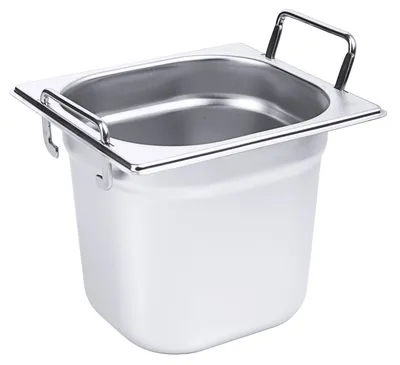 Produktbild von GN-Behälter, Gastronormbehälter, Edelstahl mit Griffen, GN 1/6, Größen wählbar : GN 1/6, 150 mm Variante: GN 1/6, 150 mm
