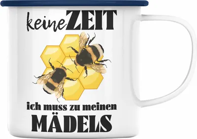 Produktbild von Trendation - Imker Geschenk Emaille Tasse Bienenzucht Emaille Emaille Tasse Geschenkideen Bienenzüchter Bienen Zuebhör (Blau)