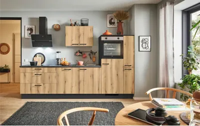 Produktbild von PICCANTE Plus Küchenzeile ohne Geräte Casual 290 cm evoke eiche matt vormontiert Variante rechts 4067368008112