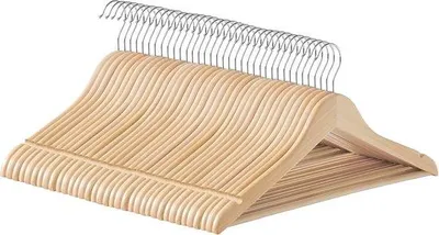 Productafbeelding van Houten kledinghangers met een 360° draaibare haak, geschikt voor jassen en overhemden – Beige
