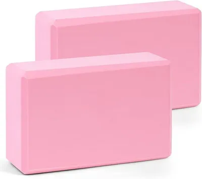 Produktbild von PolkaHome® Yogablöcke 2er Set – Antirutsch EVA-Schaum Fitnesssteine für Yoga, Pilates & Stretching, 23 x 25 x 8 cm, Rosa