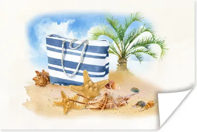 Produktbild von MuchoWow® Poster Palme - Tasche - Muscheln 120x80 cm - Bilder