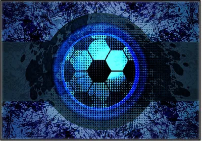 Produktbild von Wallario Wandbild Fußball Design - Abstraktes Muster in blau, Größe: 70,30 x 100,30 cm, Poster mit schwarzem Aluminiumrahmen