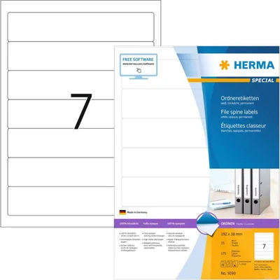 Produktbild von Ordneretiketten A4 weiß 192x38 mm Papier matt blickdicht 700 St.
