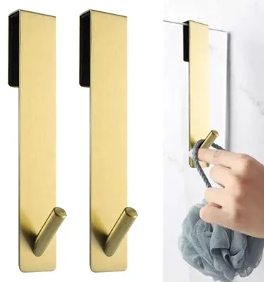 Produktbild von Ultiluxe Duschhaken - 2 Stück - Handtuchhalter Duschwand - Glasshaken - Bohrfrei - Mit Gummischutz - Edelstahl - Gold