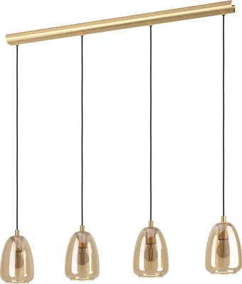 Produktbild von EGLO Hängelampe Alobrase, 4-flammige Pendelleuchte Esstisch, Hängeleuchte aus Metall und bedampften Glas in amber, Esszimmerlampe hängend, E27, 108 cm