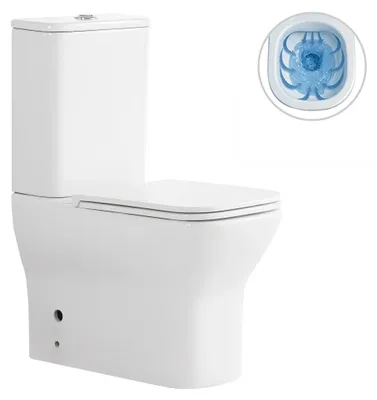 Zdjęcie produktu dla CERANO – zestaw WC Hugo, bezobrzeżowa + deska sedesowa Slim/UF – odpływ dolny/tylny – biała z połyskiem – 63,5 x 35,5 cm