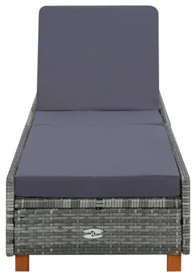 Image de vidaXL Chaise longue avec support Poly rotin gris