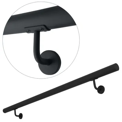 Produktbild von Edelstahl Handlauf 50 - 200 cm Treppengeländer Geländer Wandhandlauf für Treppe aus Edelstahlrohr Komplettset 3 Farben V2Aox, Farbe:Anthrazit, Länge:90 cm