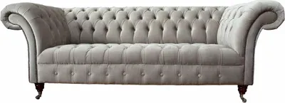 Image de Canapé Chesterfield, 3 places, revêtement gris