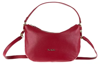 Produktbild von Damen Schultertasche aus echtem Leder, Pierre Cardin, verstellbarer Trageriemen, Rubinrot