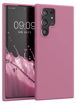 Produktbild von kwmobile Hülle kompatibel mit Samsung Galaxy S22 Ultra Hülle - Silikon Handy Case - Handyhülle weiche Oberfläche - kabelloses Laden - Dark Rose