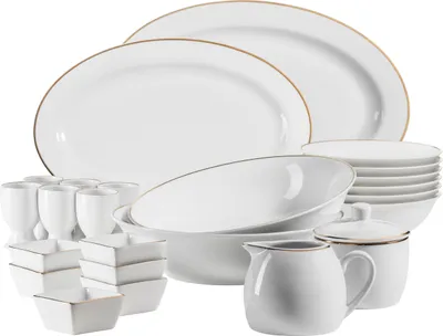 Produktbild von Mäser 931735 Kombiservice Professional Dining für 6 Personen, Porzellan, weiß (1 Set, 24-teilig)