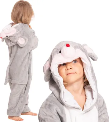 Produktbild von Nikcorp Jumpsuit Pyjama Damen Kinder Onesie Maus Grau 105-115