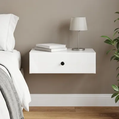 Immagine prodotto di vidaXL Tavolino da appoggio a parete, bianco lucido, 59 x 34,5 x 17 cm