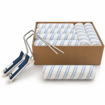 Produktbild von Profitape Farbwalzen Set 25cm für Innenfarben, 12x Walzen + 2x Bügel, KI-generiertes Bild