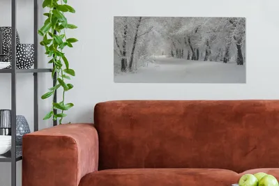 Produktbild von MuchoWow® - Leinwandbilder - Bäume - Schnee - Winter, Wandbild, Wanddeko Bilder Wohnzimmer, 80x40 cm