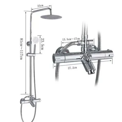 Produktbild von Regendusche Duschsäule Duchset Silber Duschsystem Metall Thermostat Duscharmatur mit Handbrause