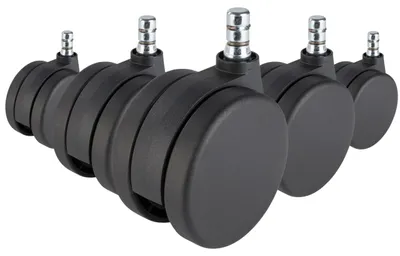 Produktbild von hjh OFFICE Stuhlrollen 5x ROLO No-Noise 11mm/75mm Ersatz Rollen Bürostuhl für Teppichböden