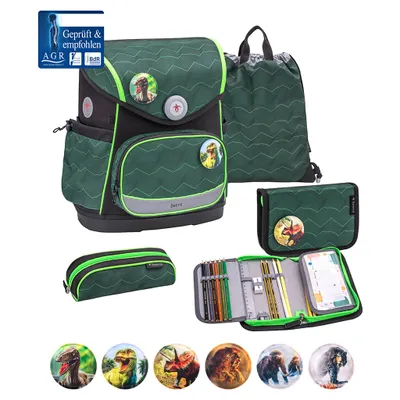 Zdjęcie produktu dla Belmil Premium ergonomiczny tornister 5-częściowy dla chłopców 1-4 klasa szkoły podstawowej/pasek na klatkę piersiową/zapięcie magnetyczne/zielony (405-41/P Twist of Lime)