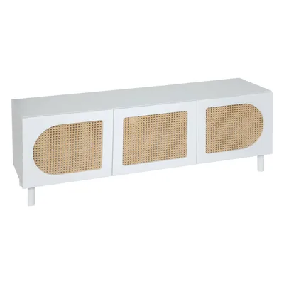 Produktbild von Fernsehkommode weiß CABRAS, Türen aus Wiener Geflecht, 140 x 41,7 x 50 cm
