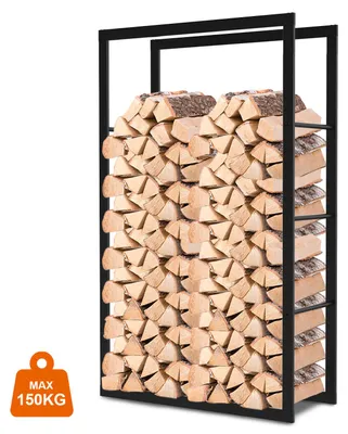 Image de Étagère de rangement pour bois de chauffage Ikodm, support pour bois de chauffage, 100*60*25 cm, en métal résistant aux intempéries, pour bois de chauffage