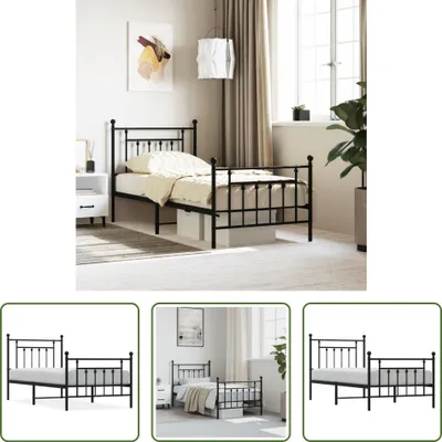 Produktbild von The Living Store Bettgestell mit Kopf- und Fußteil Metall Schwarz 80x200 cm