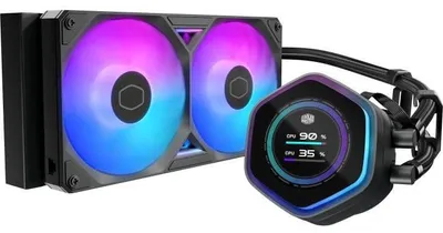 Immagine prodotto di Cooler Master MasterLiquid 240 Atmos II LCD: sistema di raffreddamento a liquido all-in-one con ventole da 120 mm e display LCD ARGB