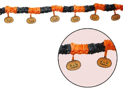 Produktbild von Kürbisgirlande orange für Halloween 31x300 CM