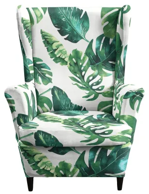 Productafbeelding van Solidchoice - Wingback Stoelhoes met Bloemenprint voor Fauteuil