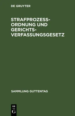 Produktbild von Strafprozeßordnung und Gerichtsverfassungsgesetz