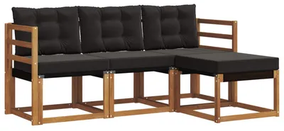 Produktbild von vidaXL Outdoor-Sofagarnitur 4 stk. Natürlich und Schwarz