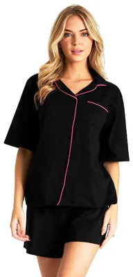 Imagen del producto de CityComfort: Pijama corto de algodón para mujer. Conjunto de pijama para mujer con botones. Traje de casa