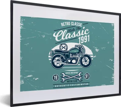 Produktbild von MuchoWow® MuchoWow® Gerahmtes Poster Motorrad - Werkzeuge - Retro 40x30 cm - Poster mit zchwarzem Bilderrahmen - Bilderrahmen - Poster im Rahmen